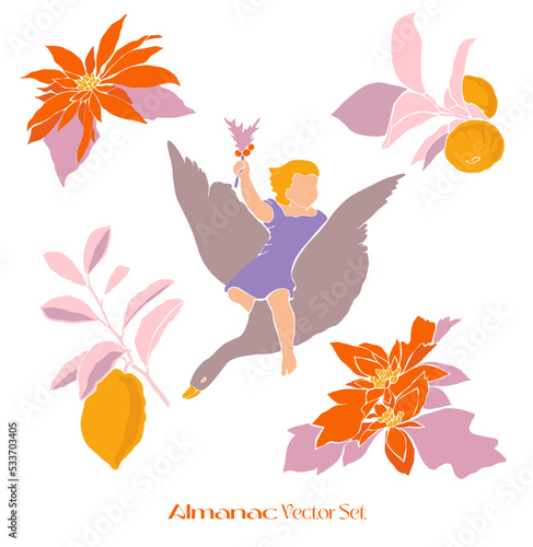Vector Children's Illustration Friendship Children Girls, Citrus, Children, Bouquets, Flowers, Freak Fruits, Roses, Bindweed, 