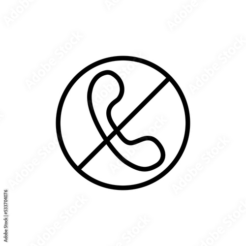 Crossed Handset. Silent, missed call, wired and cordless telephone, communication, phone number. Contact us concept. White background. Vector line icon for Business and Advertising