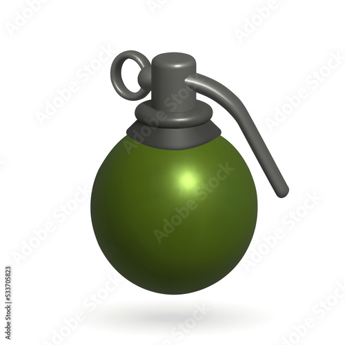 grenade isolated 3d icon. hand grenade 3d illustration.