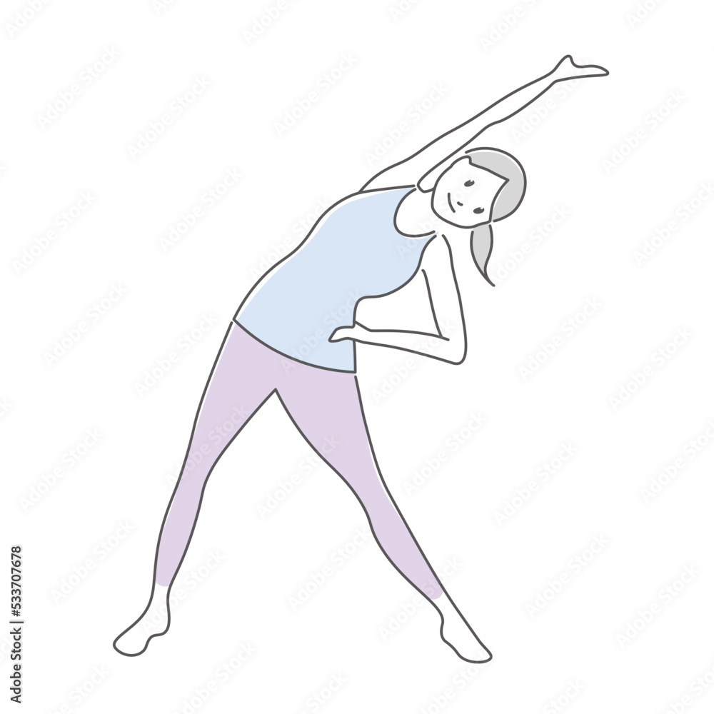 ストレッチをする女性のイラスト