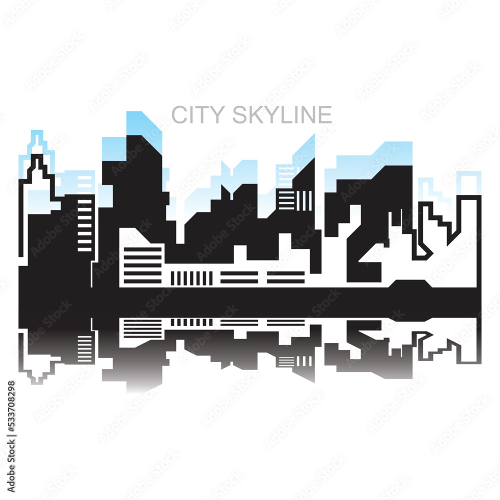 City silhouette skyline illustration design. City landscape Panorama buildings