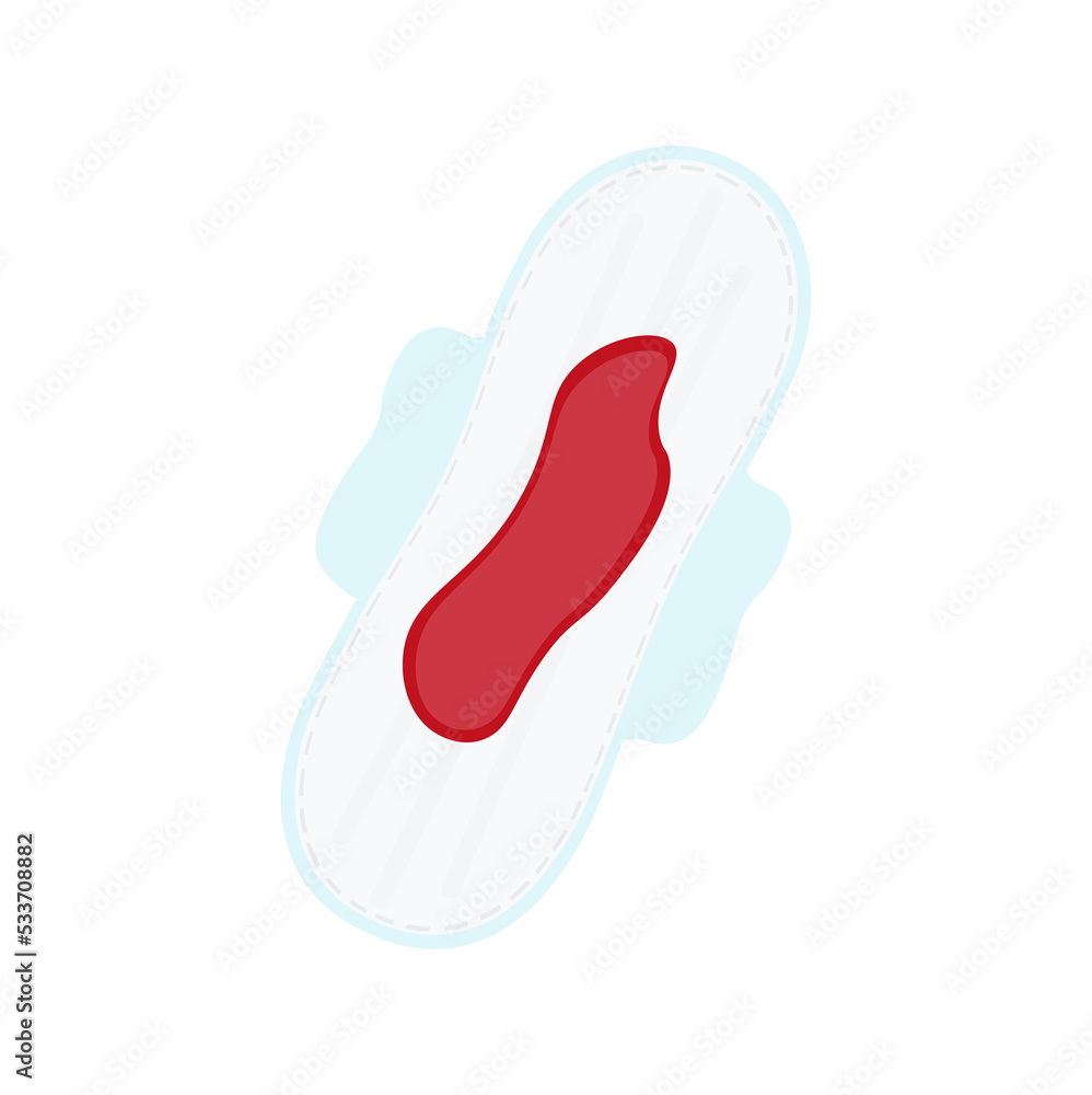 Vector illustration of a menstrual blood on sanitary pad isolated Vector illustration of a menstrual blood on sanitary pad isolated
