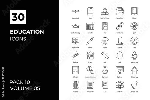 Education icons collection. Set vector line with elements for mobile concepts and web apps. Collection modern icons.