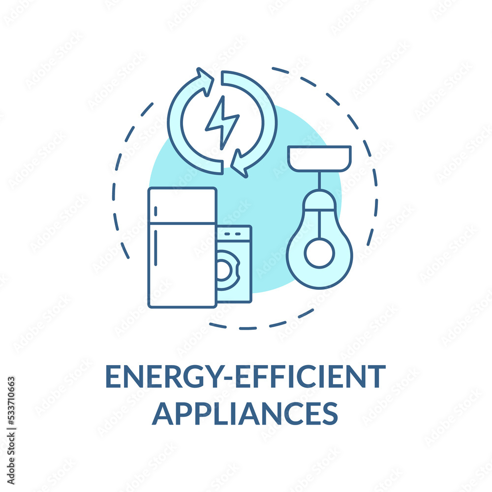 Energy efficient appliances turquoise concept icon. Climate changes abstract idea thin line illustration. Isolated outline drawing