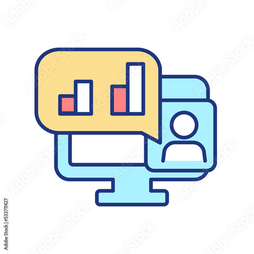 Digital financial manager RGB color icon. Performing data analysis. Business forecasting. Financial service. Isolated raster illustration
