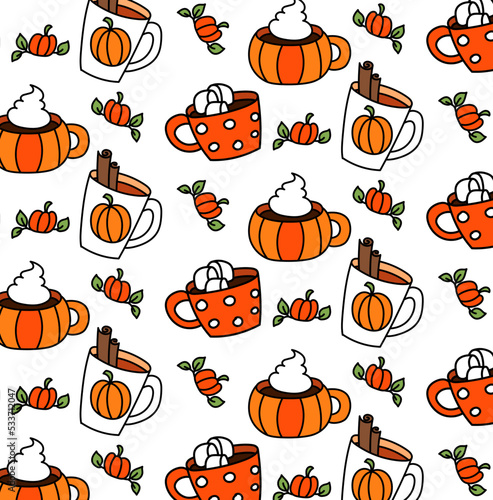 Pumpkin spice tasty stuff. Colored pattern.