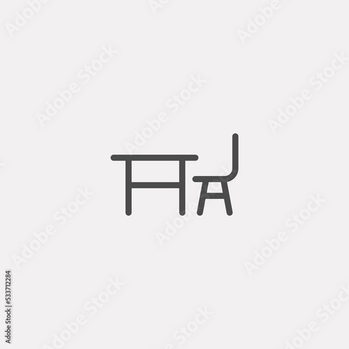 School desk vector icon sign symbol