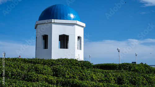 a dome was built and used to monitor tea farmers in the plantation. The photo was taken on September 25th 2022 in Pangalengan, West Java, Indonesia. photo