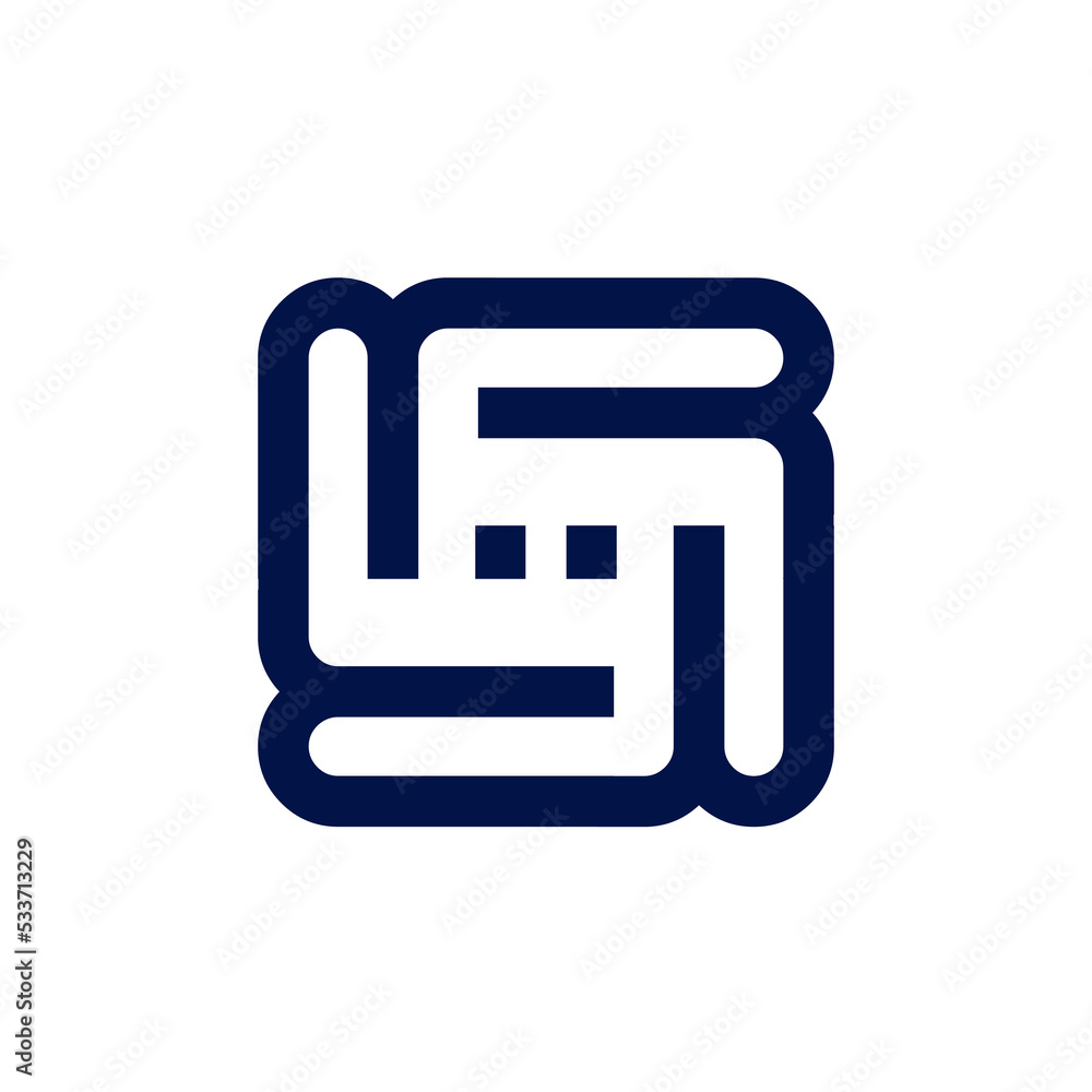 Geometric logo. Decorative tech lines. Modern design icon isolated on light background. Illustration graphic sign. Creative style company symbol. Geometric logo. Decorative tech lines. Modern design icon isolated on light background. Illustration graphic sign. Creative style company symbol.