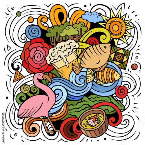 Ecuador hand drawn cartoon doodles illustration. Funny design.