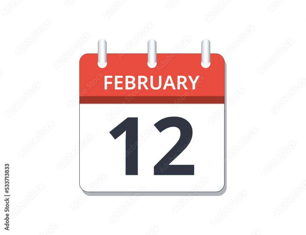 February, 12th calendar icon vector February, 12th calendar icon vector
