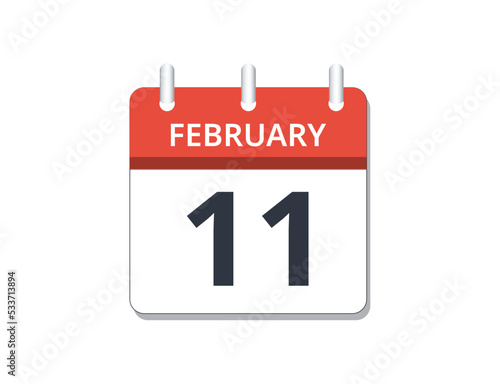 February, 11th calendar icon vector