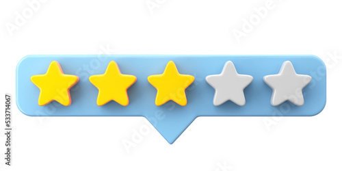 Review star. Star rating. 3D illustration.