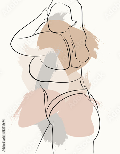 Love your body. The logo of a linear silhouette of a female figure. For the design of social networks, stories in stores, nude shades.