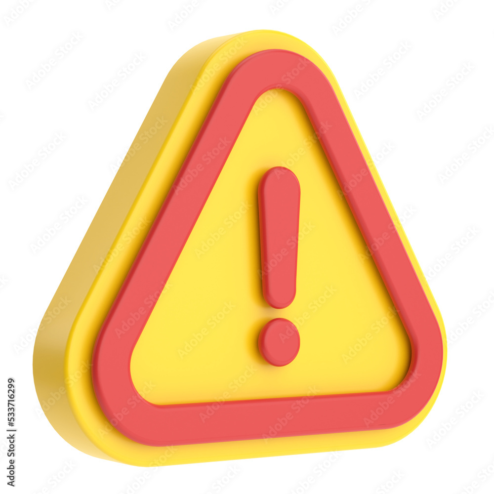 Warning sign. Exclamation mark. 3D illustration. Warning sign. Exclamation mark. 3D illustration.