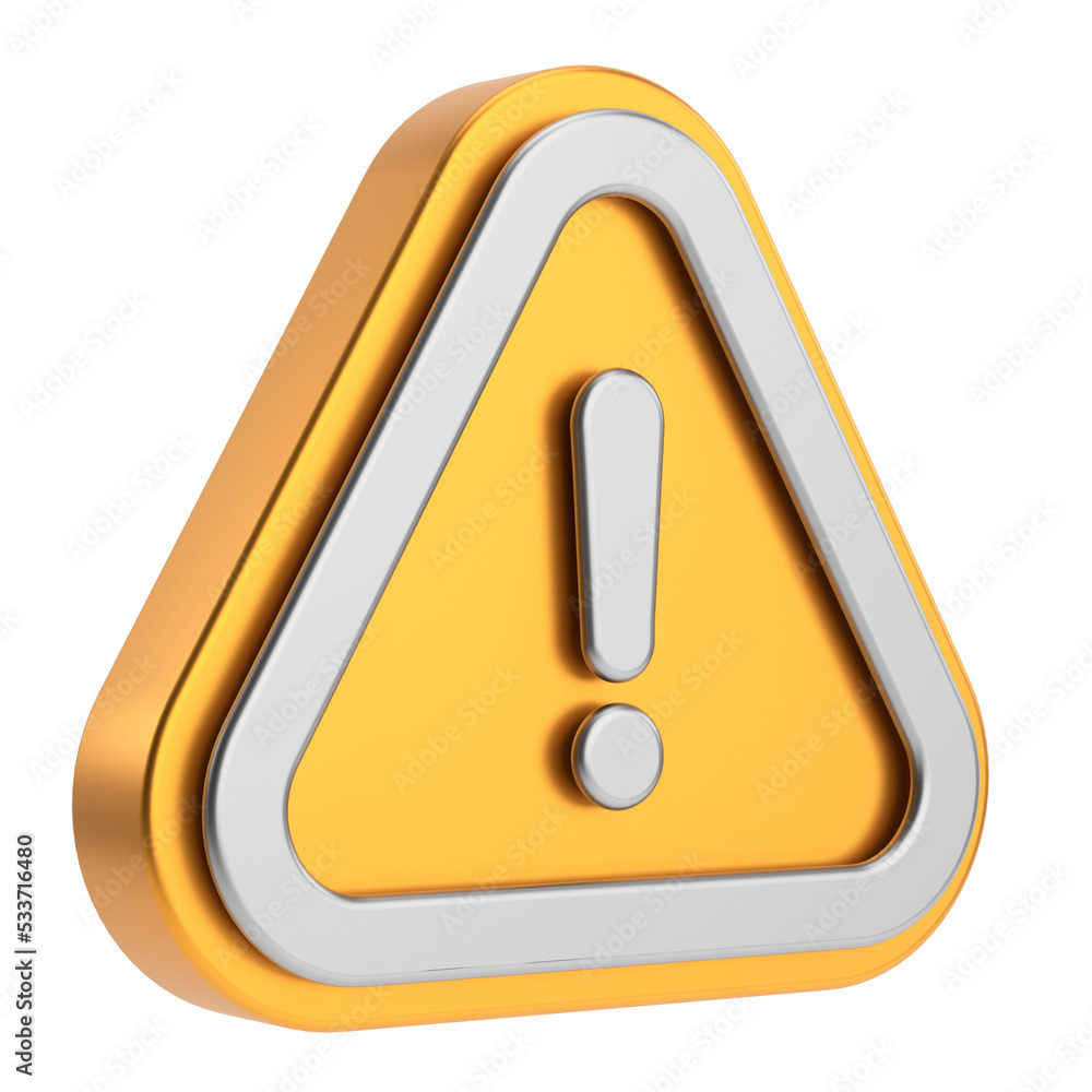 Warning sign. Exclamation mark. 3D illustration. Warning sign. Exclamation mark. 3D illustration.