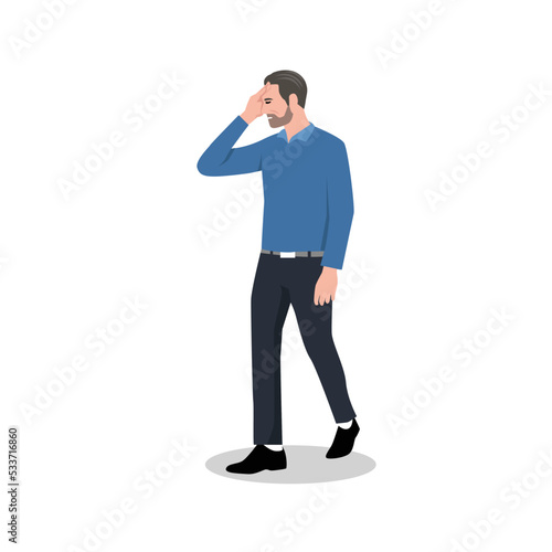 young business man tired holding a briefcase. Feeling of sadness or displeasure caused by the non fulfillment of one's hopes or expectations. Flat vector illustration isolated on white background