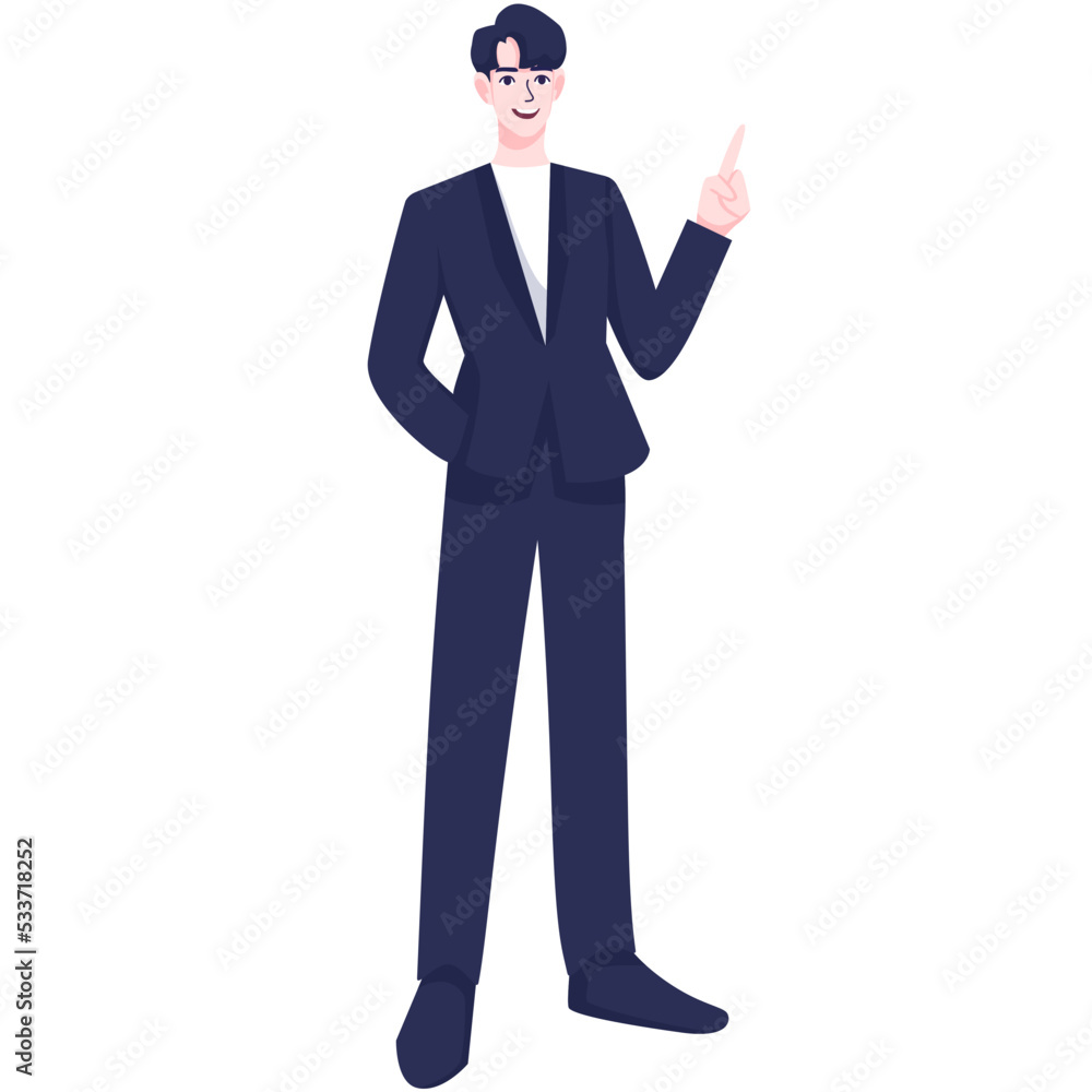 Businessman Character Hand Pointing Illustration design