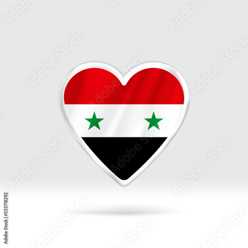 Heart from Syria flag. Silver button heart and flag template. Easy editing and vector in groups. National flag vector illustration on white background.
