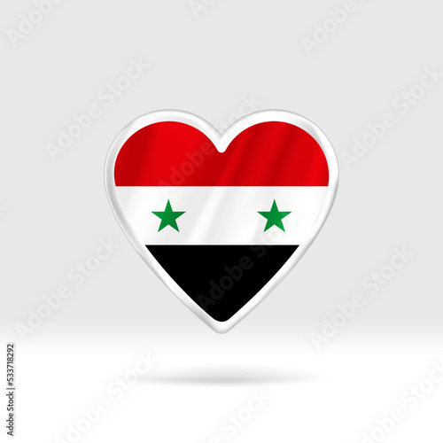 Heart from Syria flag. Silver button heart and flag template. Easy editing and vector in groups. National flag vector illustration on white background. Free Download Heart from Syria flag. Silver button heart and flag template. Easy editing and vector in groups. National flag vector illustration on white background. - GFXLoad