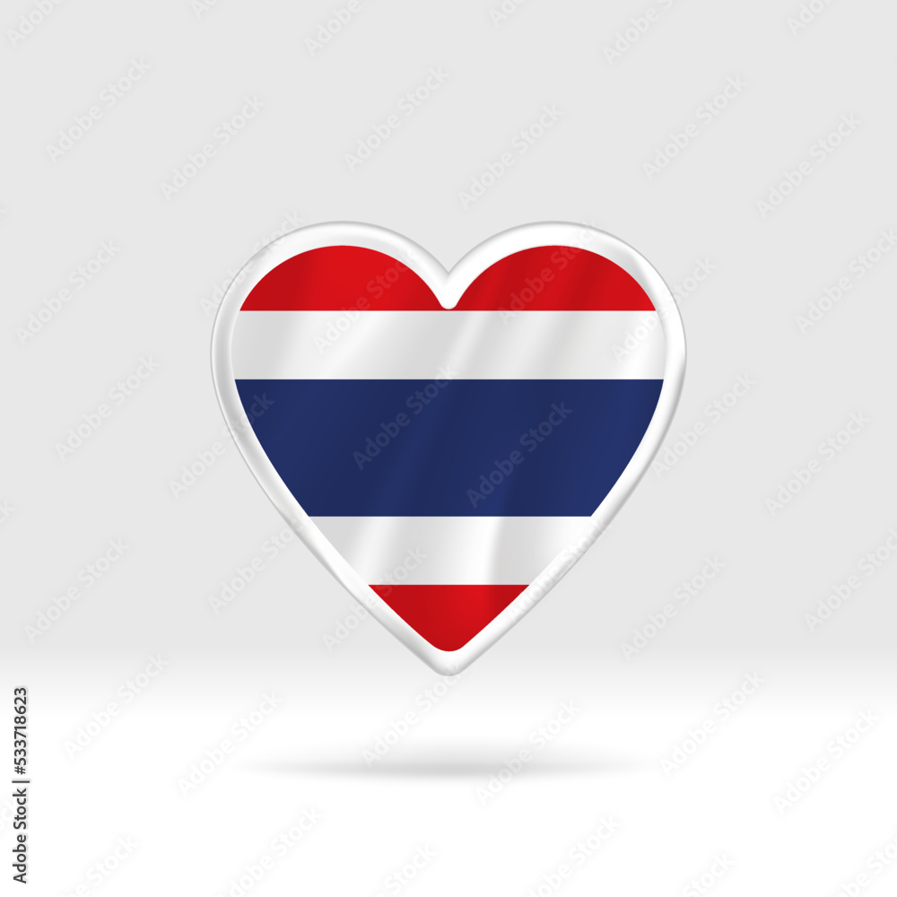 Heart from Thailand flag. Silver button heart and flag template. Easy editing and vector in groups. National flag vector illustration on white background. Heart from Thailand flag. Silver button heart and flag template. Easy editing and vector in groups. National flag vector illustration on white background.