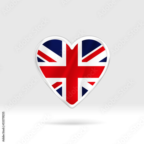 Free Download Heart from United Kingdom flag. Silver button heart and flag template. Easy editing and vector in groups. National flag vector illustration on white background. - GFXLoad