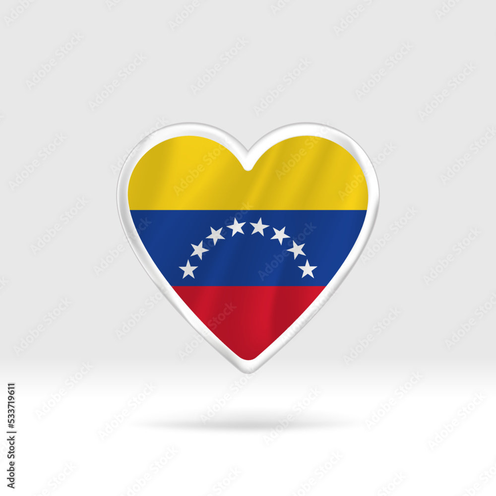 Heart from Venezuela flag. Silver button heart and flag template. Easy editing and vector in groups. National flag vector illustration on white background. Heart from Venezuela flag. Silver button heart and flag template. Easy editing and vector in groups. National flag vector illustration on white background.