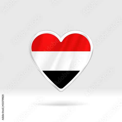 Heart from Yemen flag. Silver button heart and flag template. Easy editing and vector in groups. National flag vector illustration on white background. Free Download Heart from Yemen flag. Silver button heart and flag template. Easy editing and vector in groups. National flag vector illustration on white background. - GFXLoad