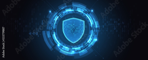 internet digital security technology concept for business background. Lock on circuit board