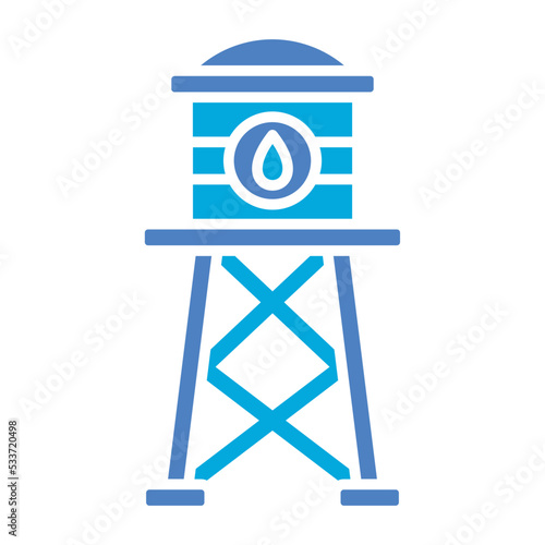 Water Tower Glyph Two Color Icon