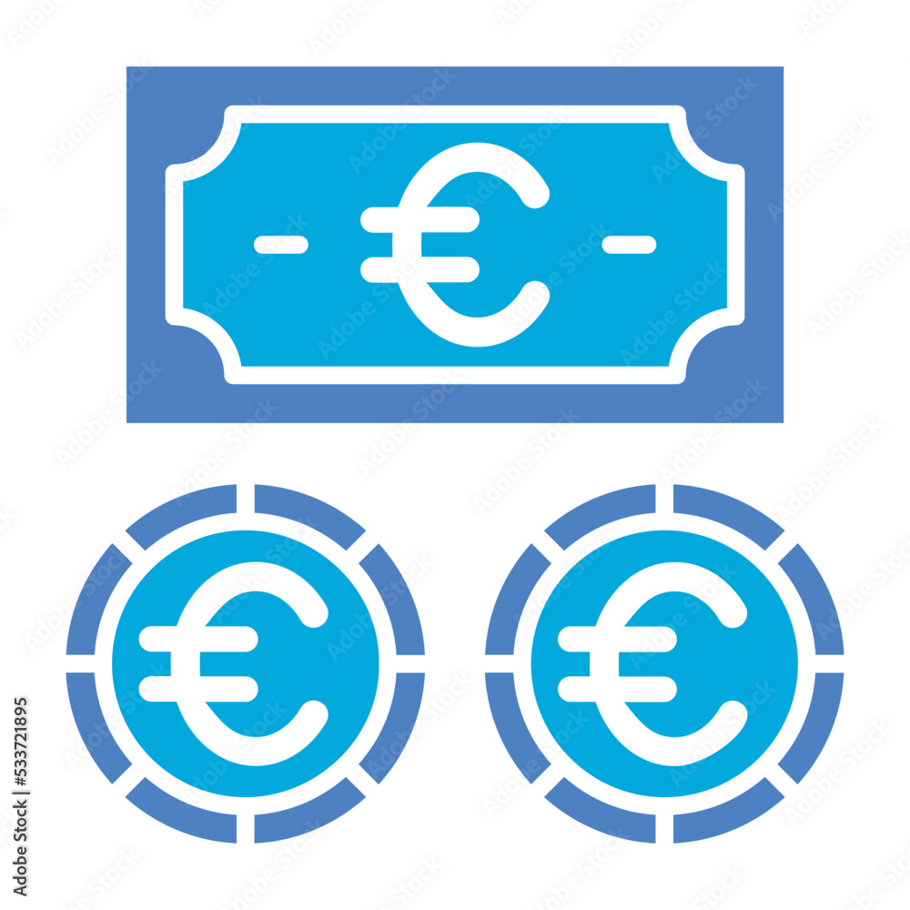 Euro Currency Glyph Two Color Icon Euro Currency Glyph Two Color Icon