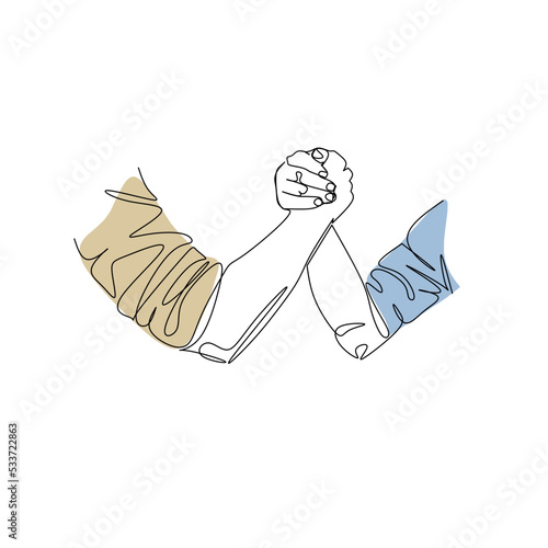 
Vector illustration of men competing in arm wrestling