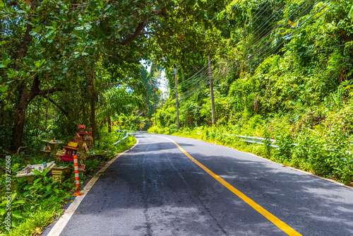 Landscape cityscape panorama roads cars buildings forest nature Phuket Thailand. photo