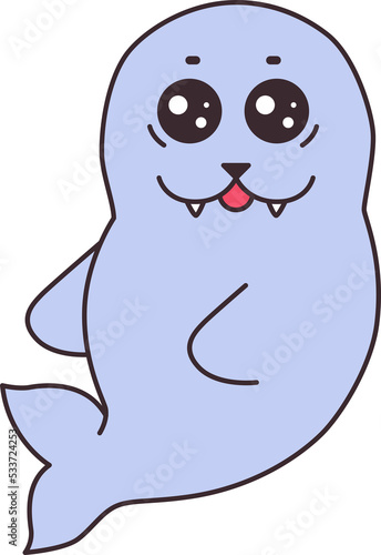 Cute cartoon baby seal animal vector illustration for sticker or badge