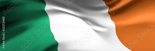 National flag of Ireland. Country official symbol. Banner, background photo