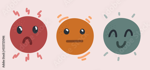 Vector illustration of Set Icon Smile Emoji. Good mood, bad and indifferents modes