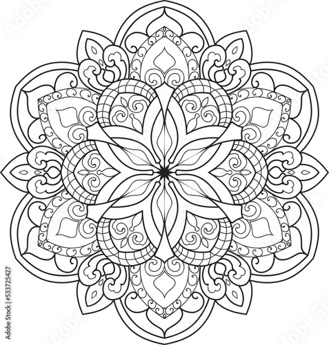 Adult coloring page Mandala.Hand drawn illustration.ornament design for coloring page