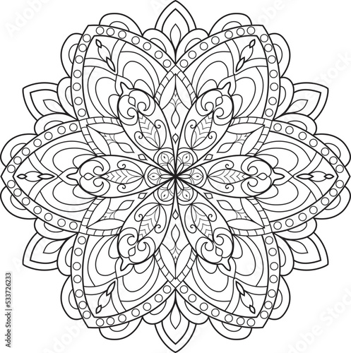 Antistress Coloring Page Mandala. Hand-drawn illustration vector