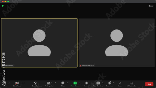 Template video conference user interface. Online conference meeting. Video conference icon. Concept of social remote media. Meeting App Flat Vector.