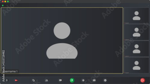 Video conference user interface. Video calls window overlay. Call screen template. Video Conference. Mockup UI, UX.