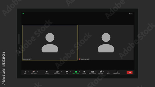 Video conference user interface. Online conference meeting. Video conference icon. Meeting App UI Interface. Vector illustration.
