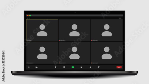 Online video call interface template with user icon. Video calls window overlay. Video conference icon. Video Call. Talking user frame on screen.