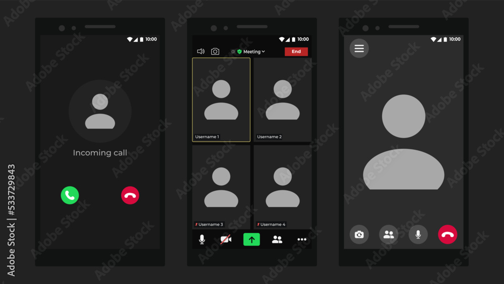 Video chat user interface. User web video call window. Call Window App template. User interface from video webinars. Webinar with black background. Video chat user interface. User web video call window. Call Window App template. User interface from video webinars. Webinar with black background.