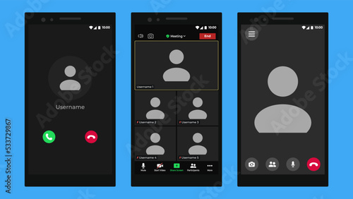 Video conference calls window overlay. Online conference meeting. User web video call window. Video Conference. Template mockup.