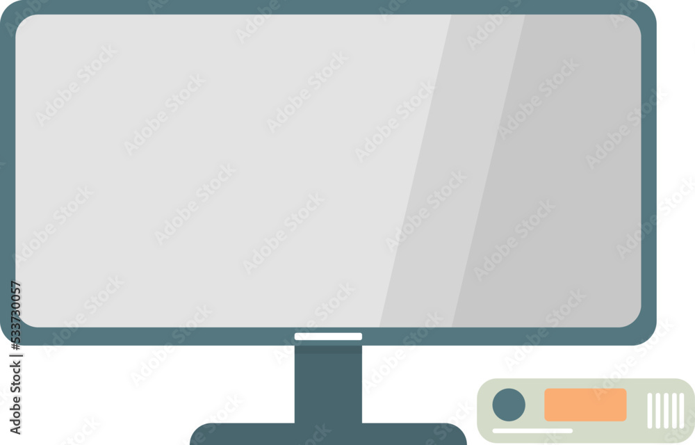 Vector flat illustration modern computer with system block isolated background. Perfect for internet resources, stores, books, banner Vector flat illustration modern computer with system block isolated background. Perfect for internet resources, stores, books, banner