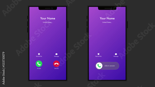 Smartphone with incoming call on display,vector