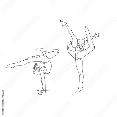 Gymnast vector illustration. Line art