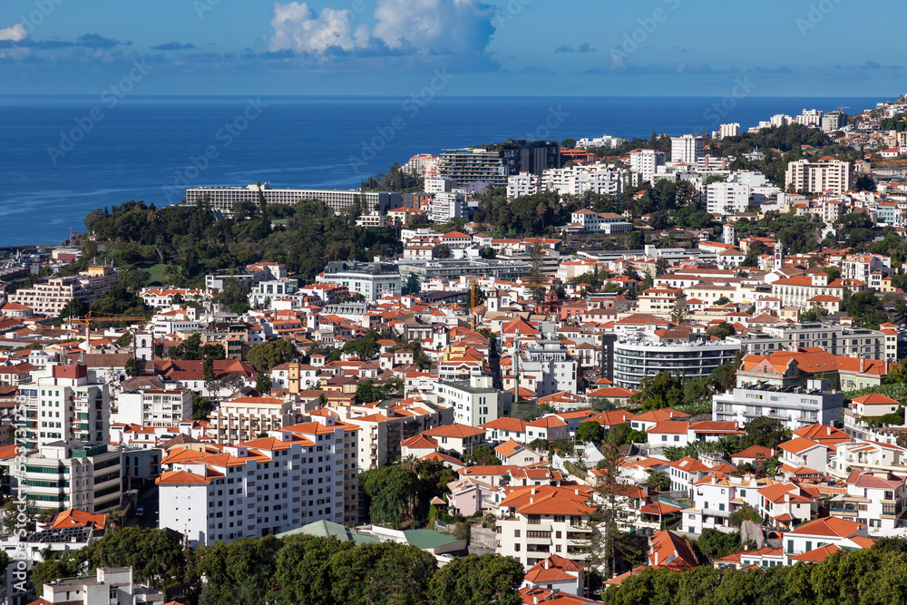 View of Funchal city and marina, Madeira, Portuga,l Europe View of Funchal city and marina, Madeira, Portuga,l Europe