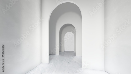 Fototapeta Naklejka Na Ścianę i Meble -  Architecture interior background empty arched pass 3d render