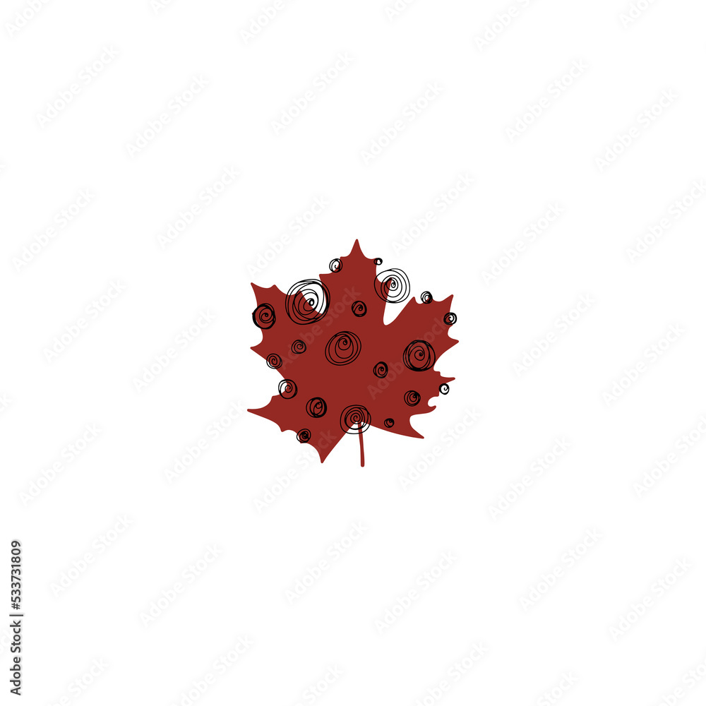 Fototapeta premium Fall leaf icon vector illustration. Hand drawn colorful design. Isolated graphic symbols. Autumn single art sign. Boho scandi colors. Nature abstract concept